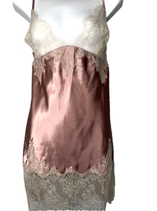 Vintage Victoria's Secret Pink Mauve With Lace Trim Slip Dress Gown Size L - Picture 1 of 9