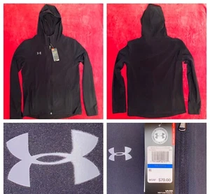 NEW! Under Armour Challenger II Storm Shell Hooded Boy's X-Large Black Jacket - Picture 1 of 10