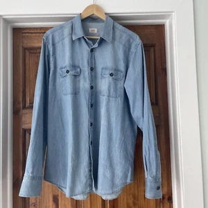 ALESSANDRO GHERARDI Mr Sid Herren XL blau geknöpfte Hemdjacke hergestellt in ITALIEN GEBRAUCHT, IN EINWANDFREIEM ZUSTAND - Bild 1 von 6