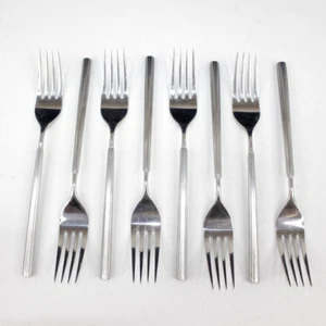 Epic Forged Stainless Flatware Japan EPS22 Ribbed Fork Lot (8) Dinner Forks MCM - Picture 1 of 12