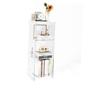 Acrylic Bookcase, 3 Tier Floor Standing Bookshelf, 31.5 inch Tall Display Clear - Picture 1 of 8