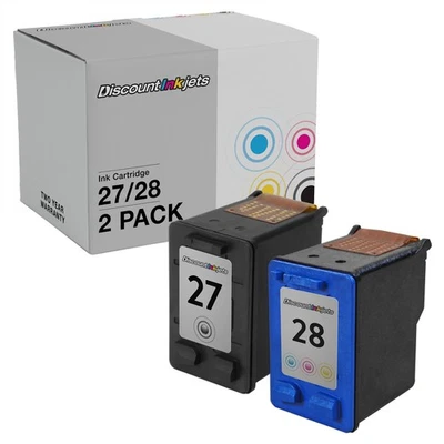 2 #27 #28 per stampante HP C8727AN C8728AN COLORE NERO cartuccia inchiostro Deskjet 3650v - Immagine 1 di 4