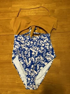 Cupshe Floral Blue Swimsuit Women’s Size XL - Picture 1 of 3