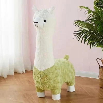 Cartoon Alpaca Shape Stool Ottoman Fleece Chair Living Room Decor Footstool - Image 1 of 4