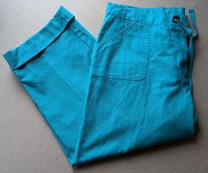 Ruby Rd. Turquoise Women's Capri Pants Sz 14 Drawstring Stretch Cotton Spandex - Picture 1 of 11
