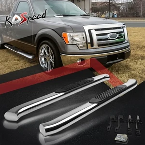 4" SS CURVED OVAL Tube Side Step Bar Running Boards for 04-14 F150 Standard Cab - Picture 1 of 6