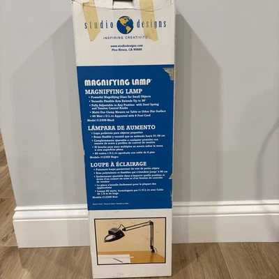 Studio Designs Magnifying Lamp Model #12309 Black Adjustable Arm w/Original Box - Image 1 of 4