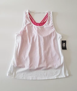 ID Ideology Girls Size XL Mesh 2-in-1 Sleeveless Tank Top White Pink Pullover - Picture 1 of 7