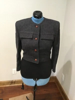 Cárdigan corto gris forrado con botones talla 36 lana Mondi para mujer Foto 1 de 4