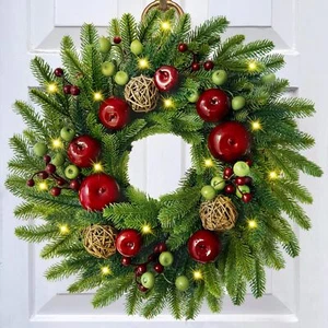 Coronas de Navidad para puerta principal 20 corona de pino Norfolk con frutas de Navidad - Imagen 1 de 8