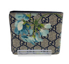 Gucci Gg Blooms Supreme Bi-Fold Wallet Floral Pattern Blue Pvc H9cm X W11cm