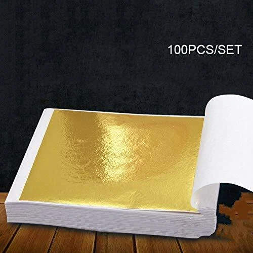 100 feuilles d'or pour décoration artisanat 90 x 85 mm .. - Photo 1/1