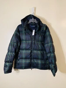 Polo Ralph Lauren hooded down plaid puffer jacket navy green NWT size XL $348.00 - Picture 1 of 8