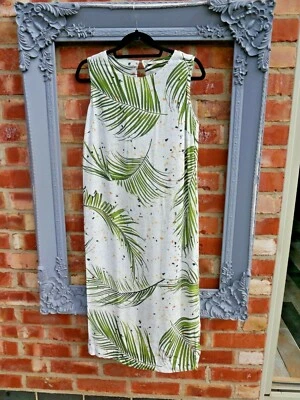 Nuevo Vestido de Verano de Diseñador Aceitoso Gris Estampado Tropical Talla 36 Reino Unido 8 Foto 1 de 4