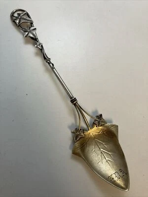 "Pieza de servir lavada de oro de plata esterlina Whiting Ivy de la década de 1880 8,5"" monograma FDA" Foto 1 de 4