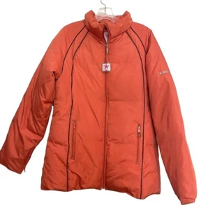 Rare Vintage Bubblegum Orange Puffer Jacket Women's Y2K XL Retro - Picture 1 of 8