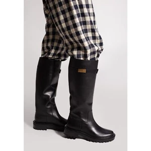 Neu im Karton Tory Burch Damen T Hardware kniehohe Stiefel mit genoppter Sohle schwarz Größe 7,5 - Bild 1 von 12
