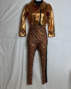 Revolution Dance Women's Orange One Piece Jumpsuit Dance Costume Size LC - Picture 1 of 2