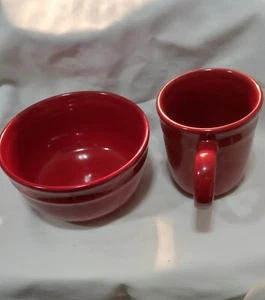 Tea Mug Coffee Cereal Bowl Set Burgundy Size Large Free Shipping - Picture 1 of 18