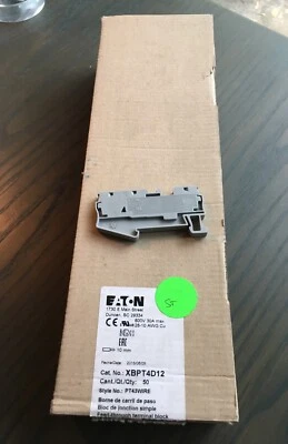 Eaton XBPT4D12 Feed-Through Terminal Block - NEW Box of 50 - Style PT43WIRE NEW - Image 1 of 3