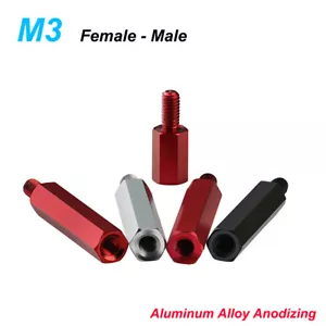 Pilar de hilo hexagonal M3 hembra-macho tuerca de fijación de aluminio tuerca espaciadora pernos hágalo usted mismo - Imagen 1 de 5