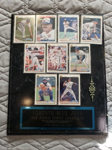 💎 Toronto Blue Jays 1992 Wold Series Champions Plaque with 9 signed cards 💎 Cover