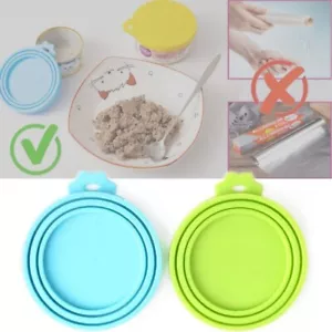 2 Pack Universal Silicone Pet Food Can Lids Seal for Fresh Wet Meals Fish Tuna - Picture 1 of 6