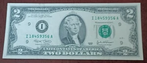 2 dollari serie banconote da due dollari 2003 valuta USA FRN I18459356A numero di serie fantasia - Foto 1 di 2