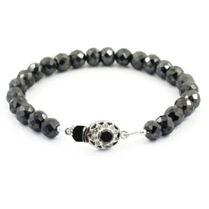 Certified 125 ct 8 mm Black Diamond Bracelet In 8 In With 925 Sterling Silver - Picture 1 of 6