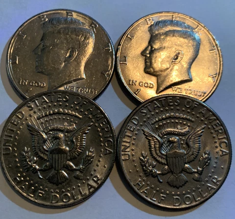 Kennedy Half Dollars... 4 Circulated Coin Lot Mixed Dates And Mint Marks Cover