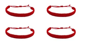 Handmade Adjustable Nazar Thread Bracelet For Men & Women, RED, Pack of 4 Pcs - Picture 1 of 4