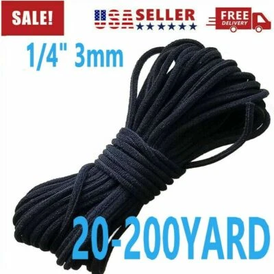 20-200 Yards Elastic Band Cord Ear Hanging Sewing For DIY 3mm 1/8" Round Black  - Image 1 of 4