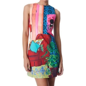 NWT Alice + Olivia Clyde Shift Mini Dress Parlour Painted Colorful Rainbow 2 - Picture 1 of 13