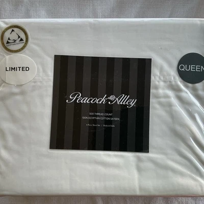 Sábanas Queen Peacock Alley 500TC 100 % algodón satén - blancas - hechas en India Foto 1 de 4