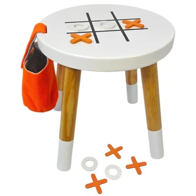 Taburete de madera Montessori para niños - Taburete escalonado de pino macizo con juego de tic-tac-toe... Foto 1 de 4
