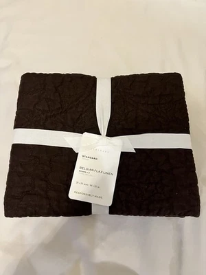 Pottery Barn DOS fundas estándar de lino belga puntada floral púrpura oscuro  Foto 1 de 4