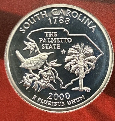 2000-S South Carolina Silver Proof State Quarter 90% Silver From Proof Set - Image 1 of 2