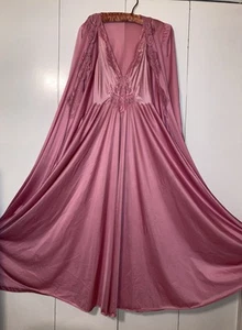 Vtg Olga 2 Piece Set Nightgown (medium) & Robe (small) Peignoir Pink Full Sweep - Picture 1 of 24