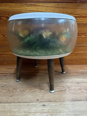 vintage terrarium plastic bubble Yellow flower foot stool 70's MCM inflatable - Image 1 of 4