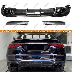 Forged/Carbon Fiber Rear Bumper Diffuser Lip For Mercedes Benz S W223 2021-2024 - Picture 1 of 20