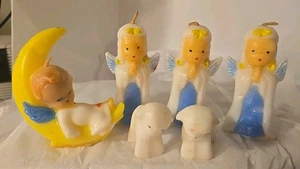 De Colección Gurley Angels Bebé Luna Media Luna Árbol de Navidad Velas Belén Villancicos - Imagen 1 de 10