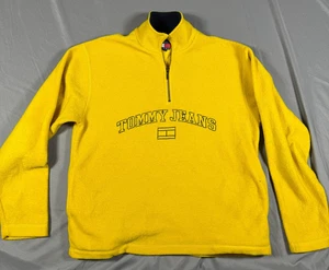 Suéter de Vellón Tommy Hilfiger Años 90 De Colección Hombres Grande Amarillo Spellout 1/4 Cremallera Pullover - Imagen 1 de 7