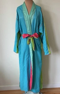 Fernando Sanchez Vintage Moroccan Multicolor Long Robe Striped Nightgowns Set L - Picture 1 of 17