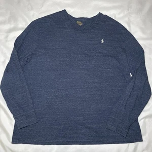 Polo Ralph Lauren Casual V Neck Long Sleeve T Shirt Mens Size XL Blue - Picture 1 of 6