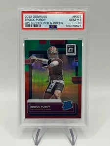 2022 PANINI DONRUSS OPTIC PREVIEW-RED & GREEN #P374 BROCK PURDY ROOKIE RC PSA 10 - Picture 1 of 2