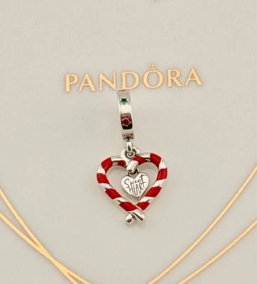Nuevo Genuino Pandora Doble Bastón de Caramelo Corazón Navidad Cuelga Dije 792822C01 Foto 1 de 4