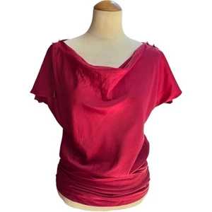 WHBM Satin Bluse Wasserfallausschnitt Rot XS - Bild 1 von 3