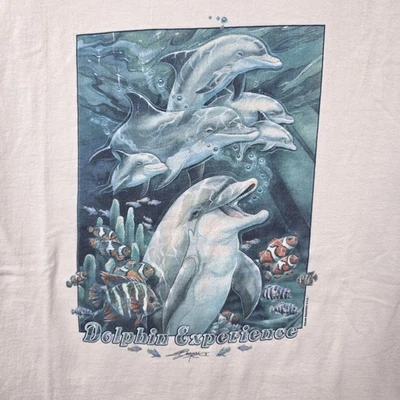 Vtg Discovery Cove Shirt Mens Sz M White Dolphin Experience Graphic Ocean Tee - Image 1 of 4