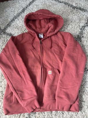 Sudadera con Capucha Carhartt Para Mujer Cremallera Completa Talla Mediana Roja Salmón Trabajo Aire Libre Sudadera Foto 1 de 4