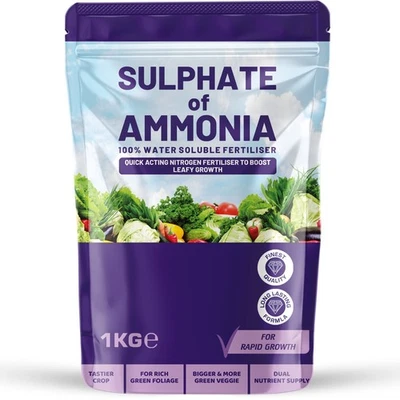 PURE SOURCE NUTRITION Ammonium Sulphate 1kg Premium Nitrogen Fertiliser for Garden Lawn & Vegetables